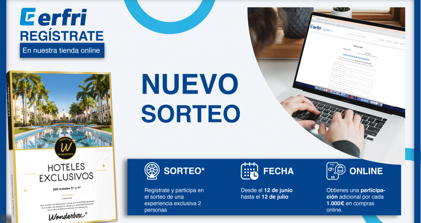 Nuevo sorteo al registrarte en nuestra tienda online