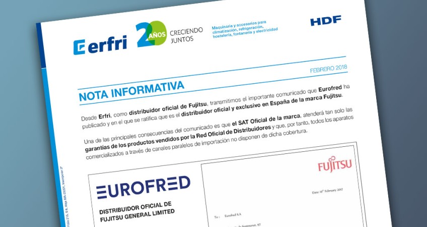 Nota informativa Eurofred-Fujitsu sobre la red de distribuidores