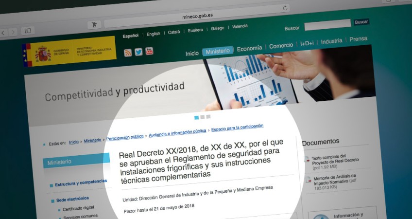 Sale a información pública el nuevo reglamento para instalaciones frigoríficas